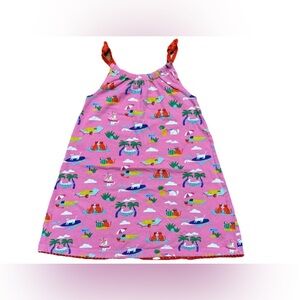 Mini Boden Girls Jersey Sundress Cat Beach Print Sleeveless Size 6-7Y